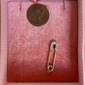 10K Solid Gold & Diamond Safety Pin Charm Pendant